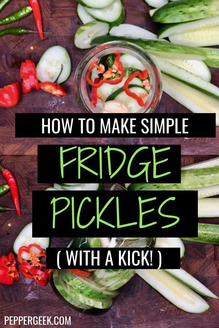 Pinterest pin for how to make easy fridge pickles