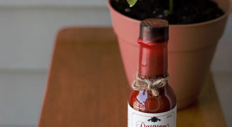 Dawson's hot sauce bottle wax on cap