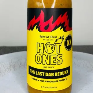 The last dab reduxx hot sauce bottle label