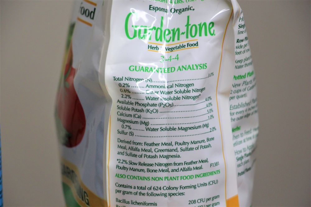 Espoma Garden Tone Ingredienten