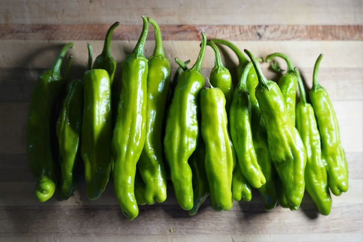 Shishito Peppers on cutting board