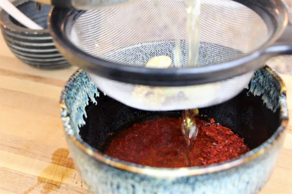 Straining Chili Oil