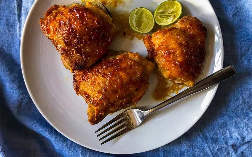 Crispy Chicken Thighs Red Pepper Jelly