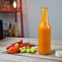 Homemade Habanero Hot Sauce Bottle