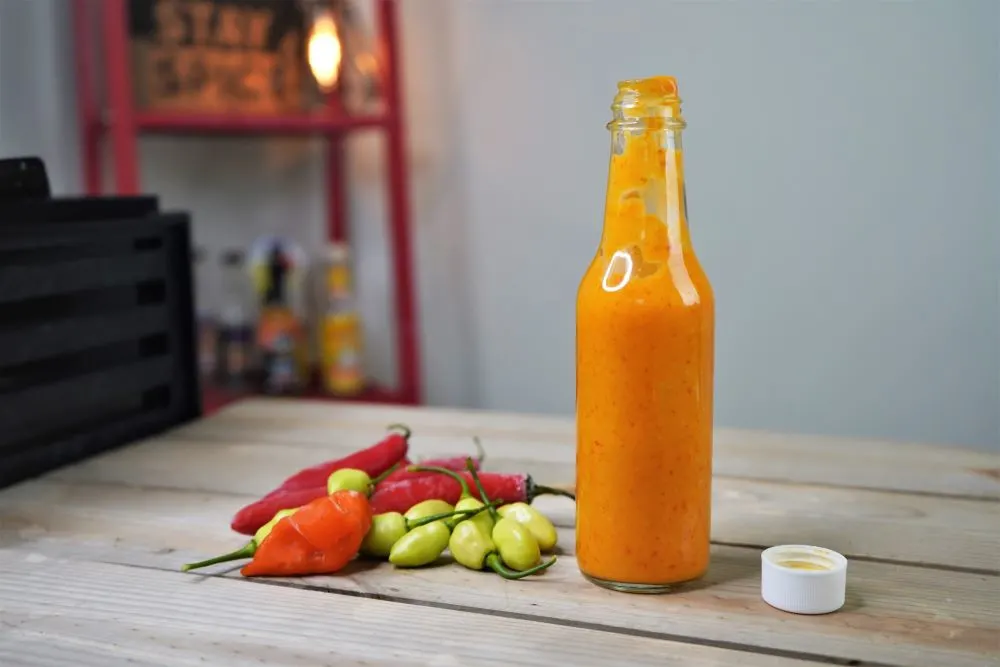 Homemade Habanero Hot Sauce Bottle