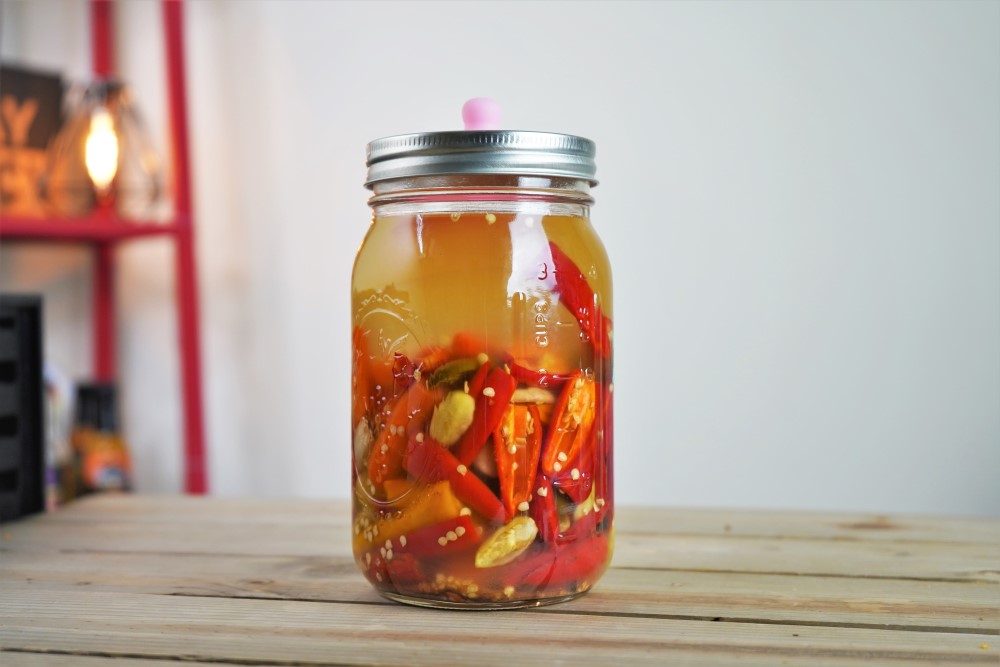 Fermenting peppers for hot sauce