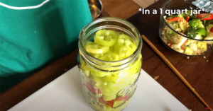 Sliced banana peppers in jar