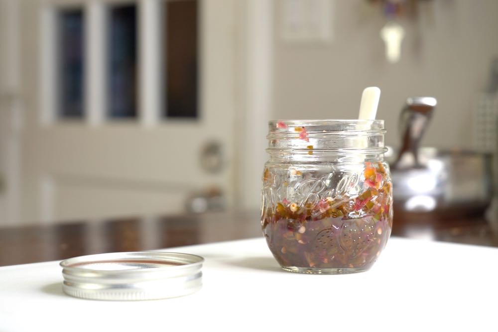 Simple spice jalapeno relish in jar
