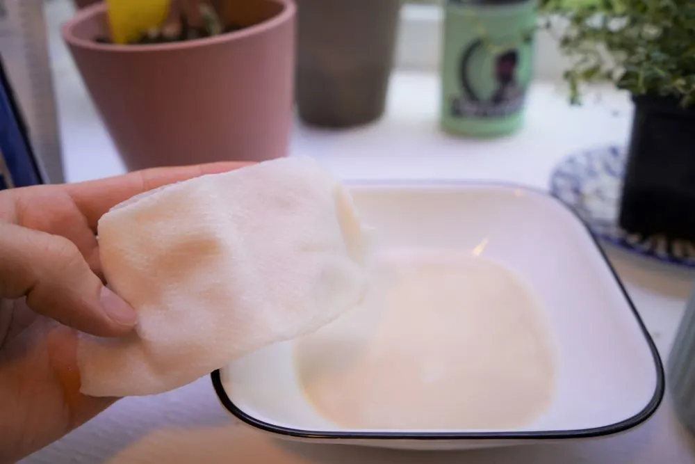 Milk on paper towel and in bowl