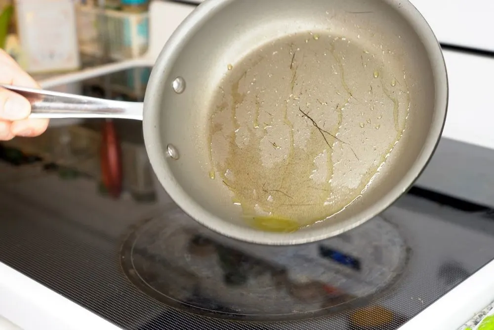 Hot oil in small pan