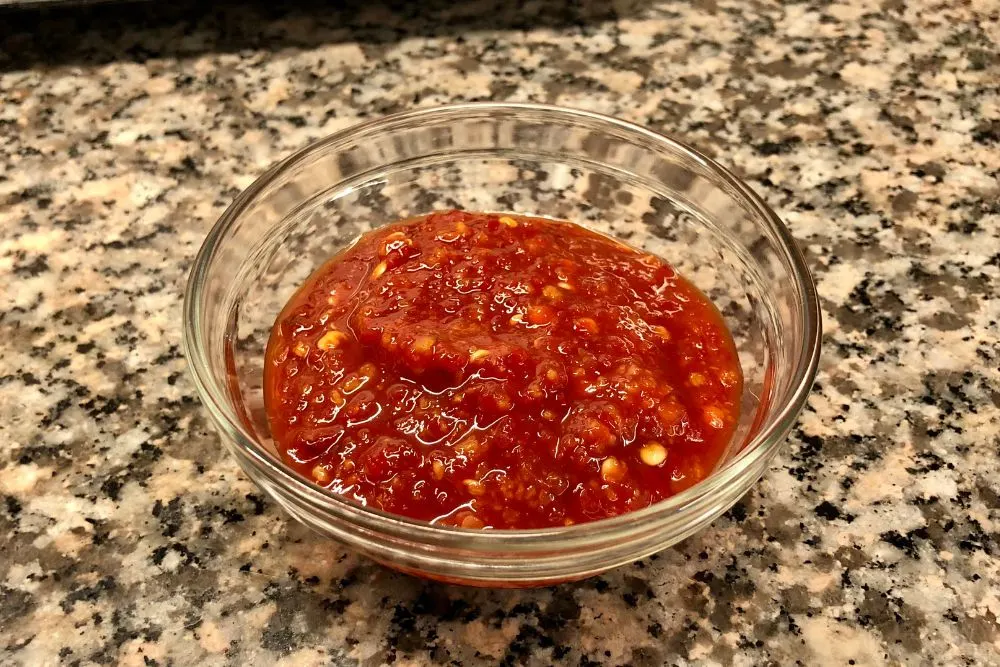 Sambal oelek in glass bowl