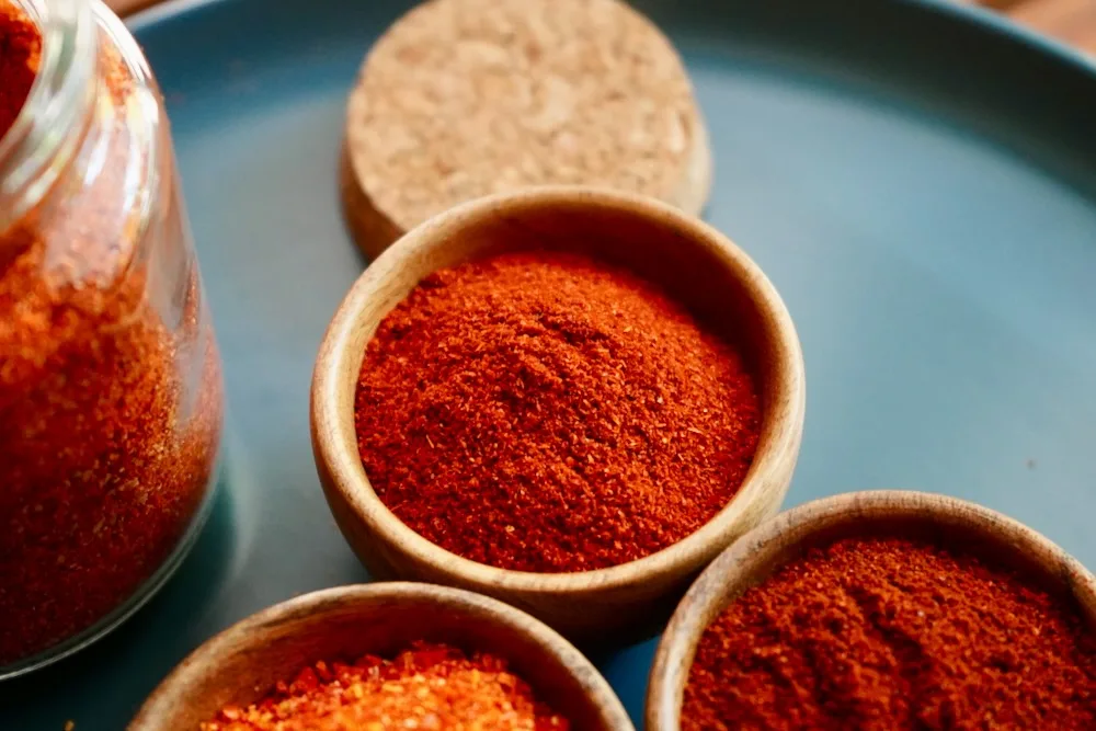 Paprika in wooden bowl