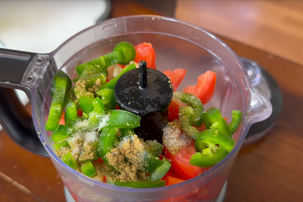 Jalapeno salsa ingredients in food processor