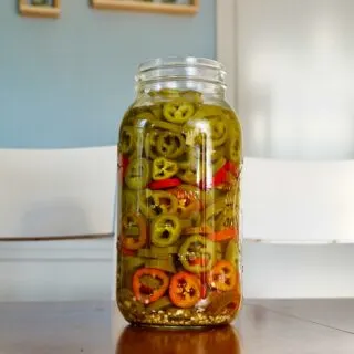 Pickled jalapeno peppers in mason jar