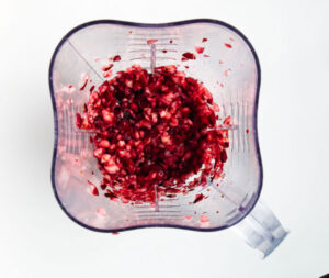Cranberries in blender