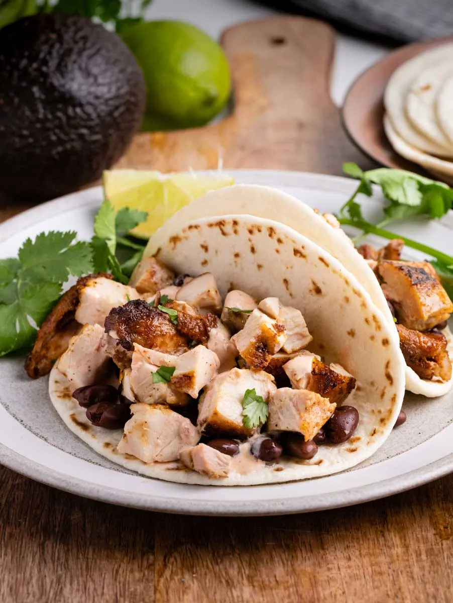 Easy chipotle chicken taco on plate