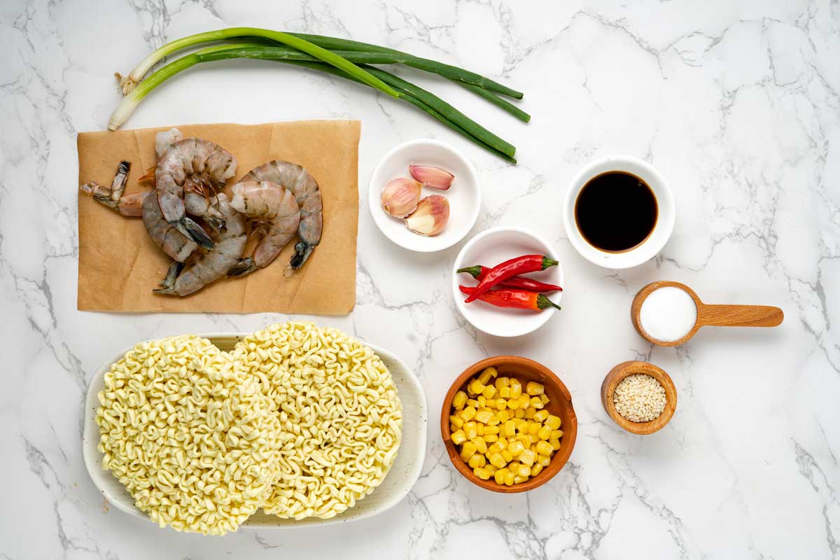 Spicy shrimp ramen noodles ingredients