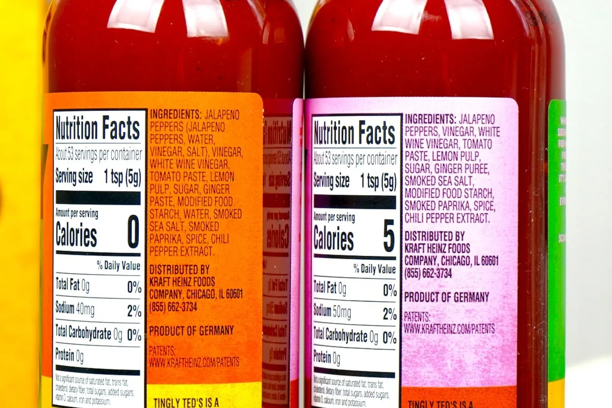 Tingly Teds Tingly Sauce Ingredients and nutrition facts