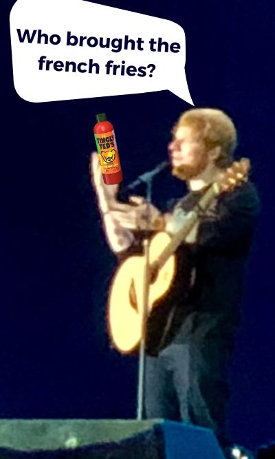 Ed Sheeran on stage with Tingly Ted's