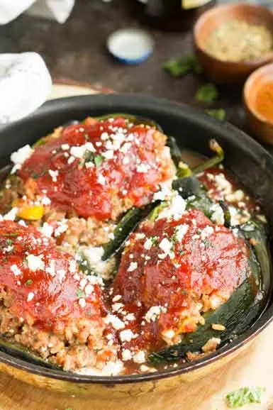 Meatloaf stuffed poblano peppers