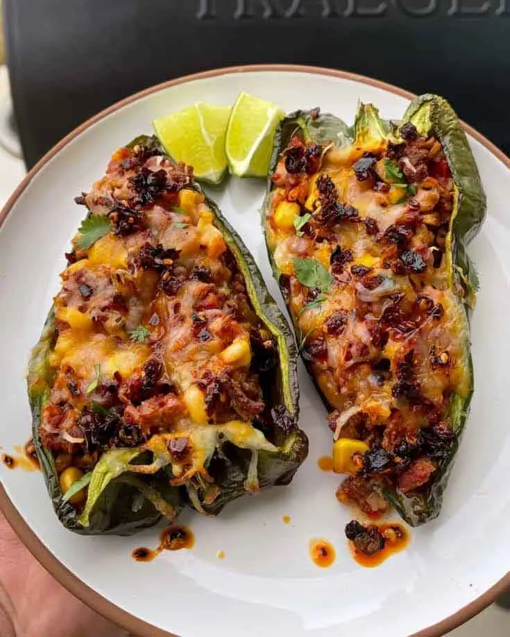 Smoked poblano peppers