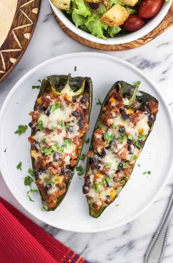 Stuffed poblano peppers