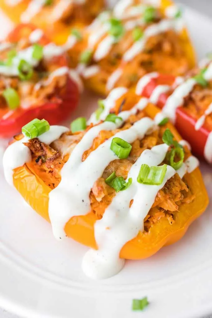 Buffalo chicken stuffed peppers