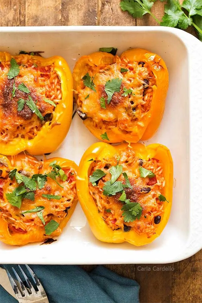 Vegetarian stuffed peppers for two