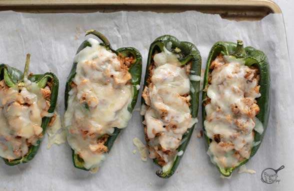 Chicken stuffed poblano peppers