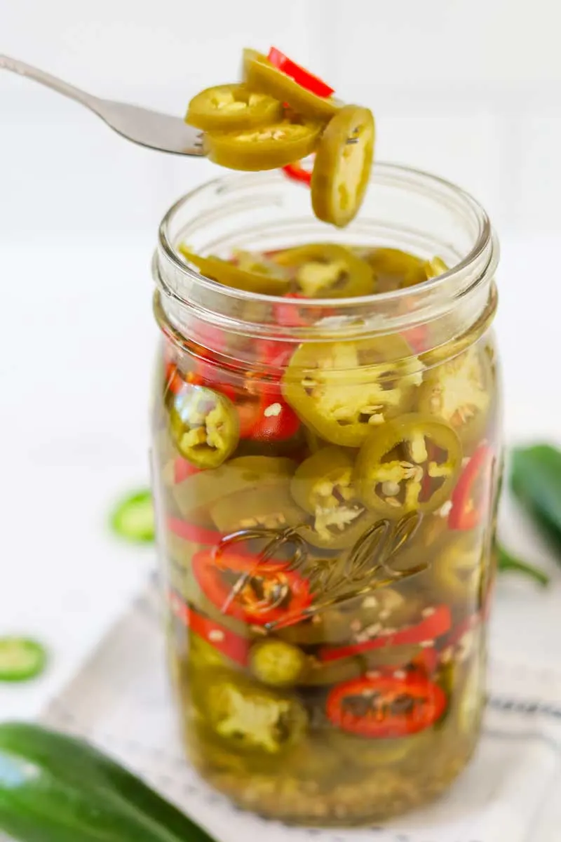Pickled jalapenos in ball jar