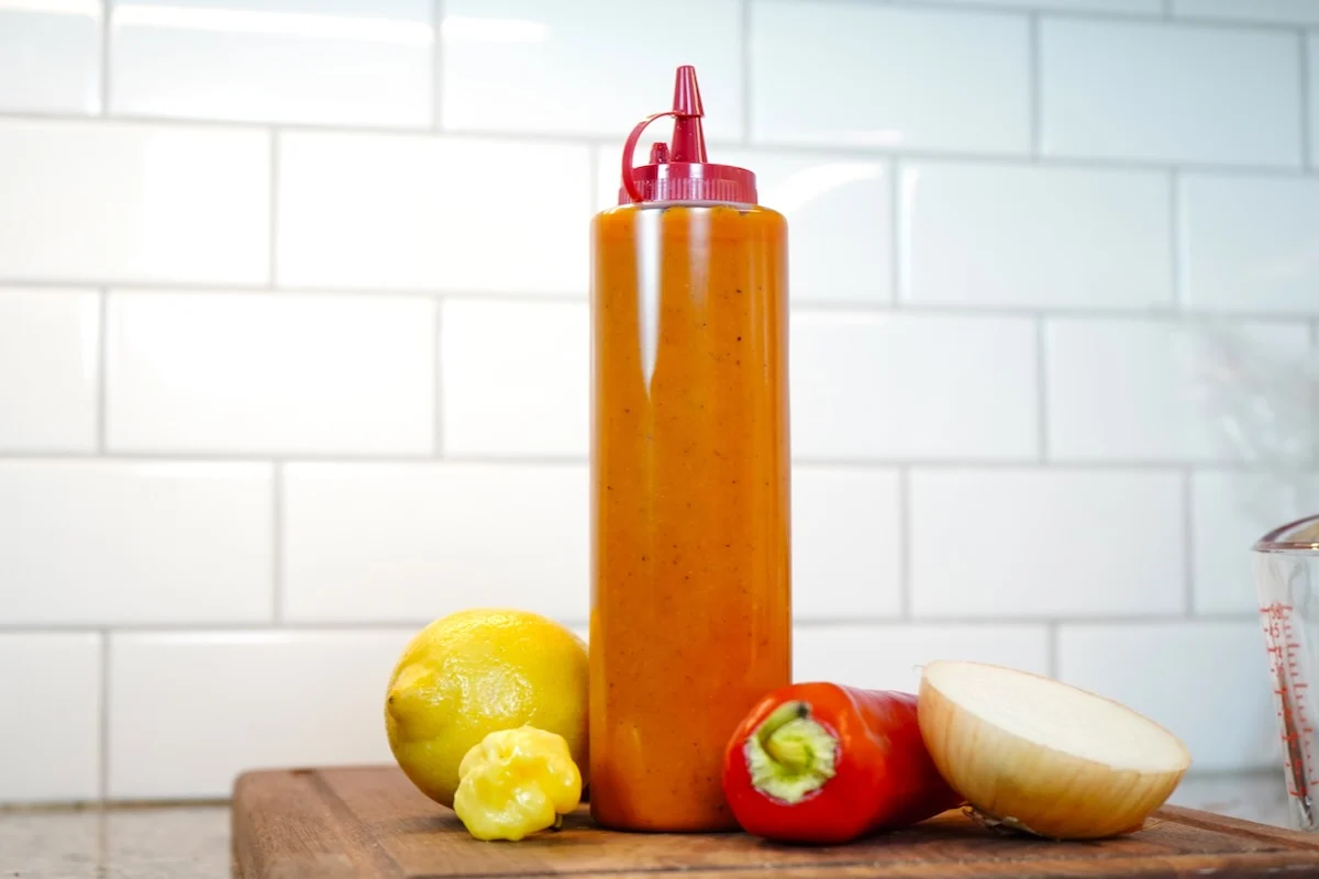 Scotch bonnet hot sauce recipe in hot sauce bottle