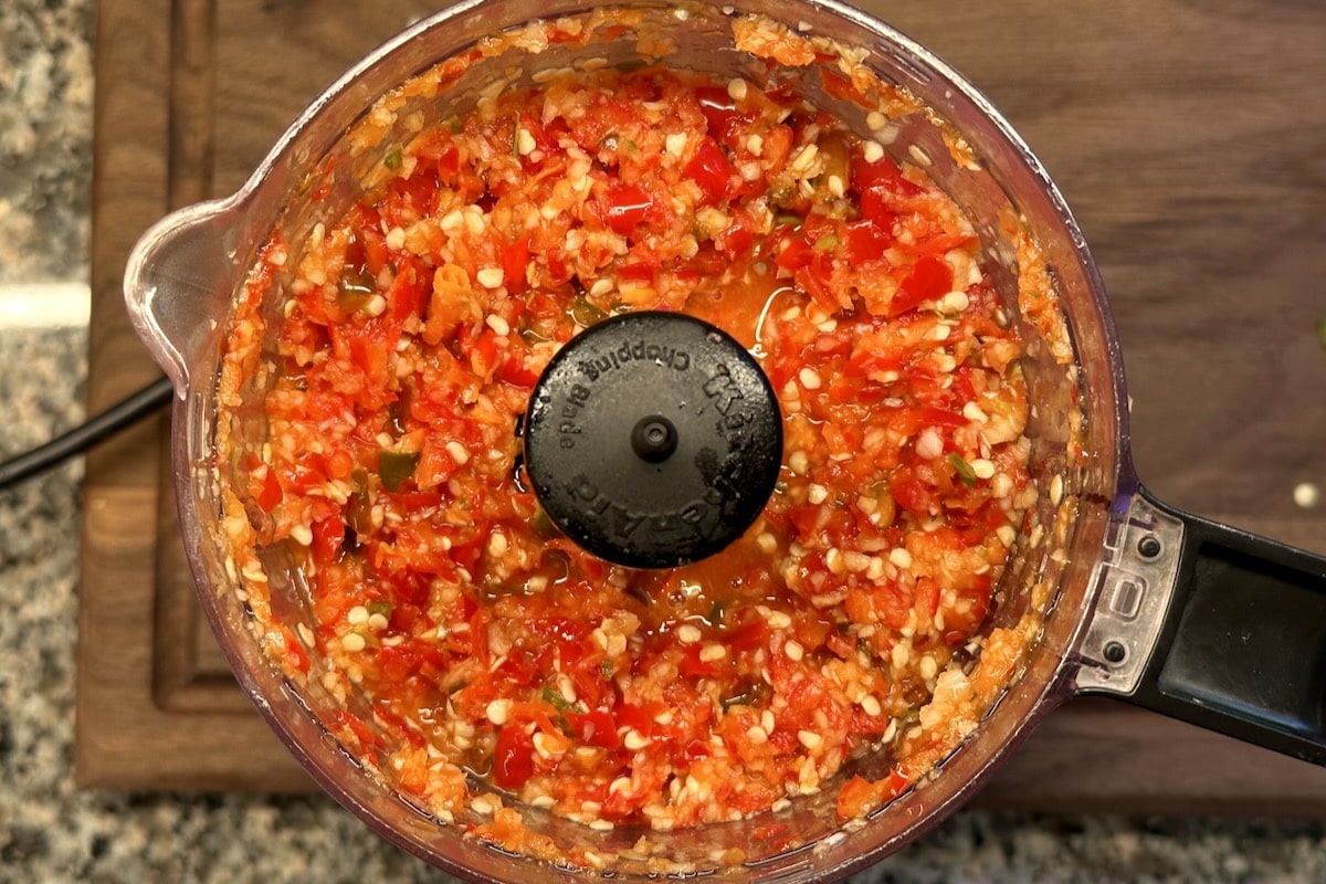 Pepper mash in food processor