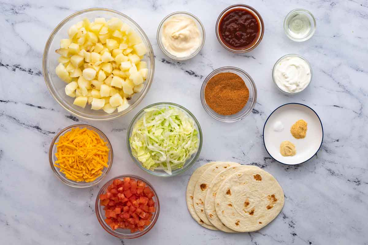 Spicy potato soft taco ingredients