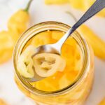 pickled sugar rush peppers on spoon