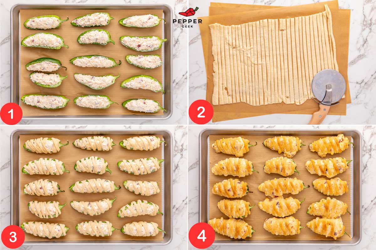 step by step how to make wrapped jalapeno popper mummies