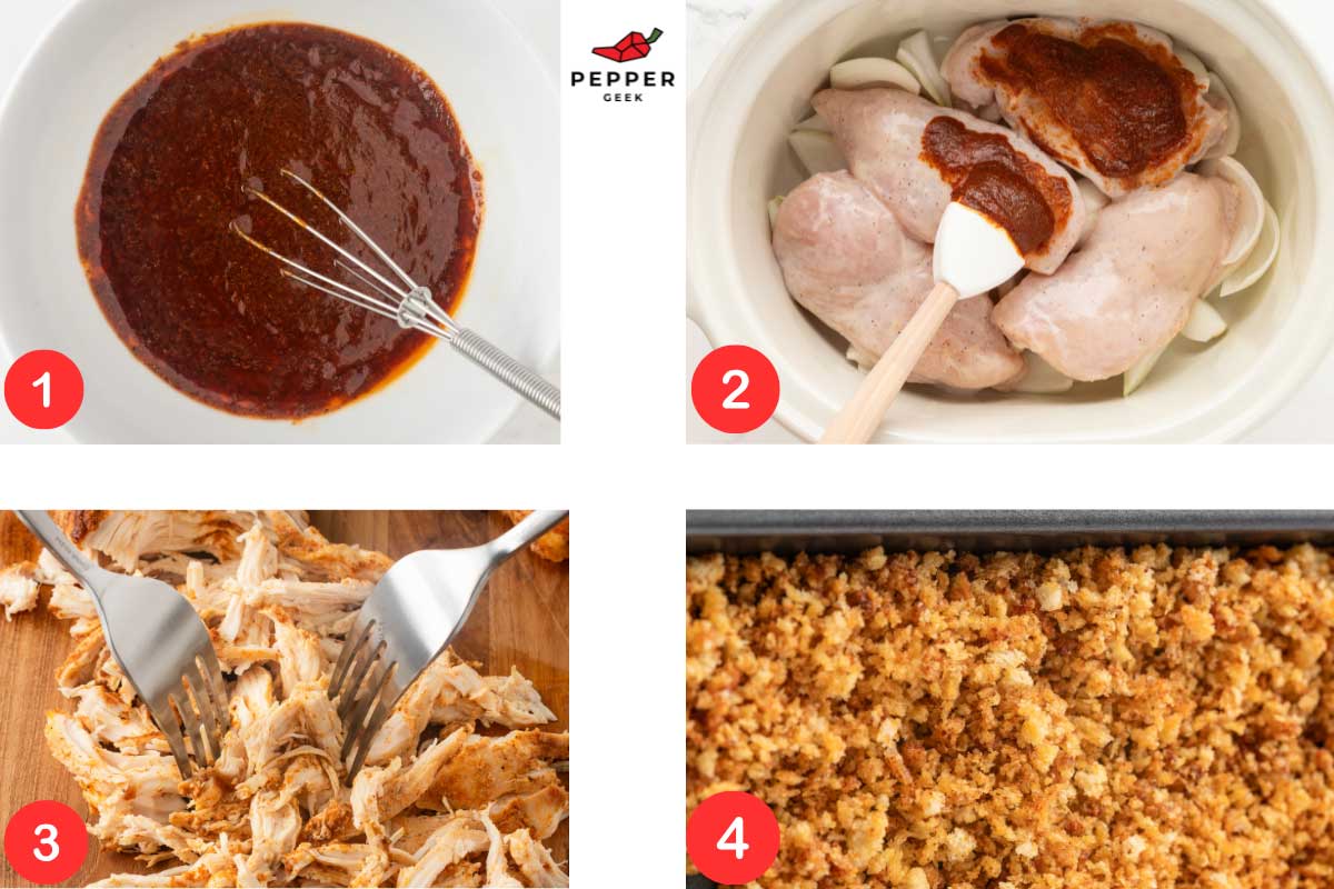 Instructions step-by-step how to make slow cooker spicy chicken
