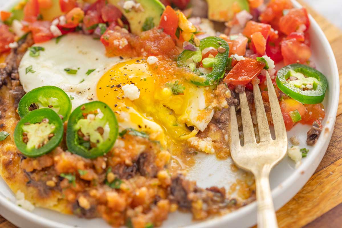 Side shot of huevos rancheros