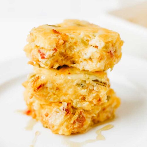 Side shot of Texas fudge sliced into squares on a plate