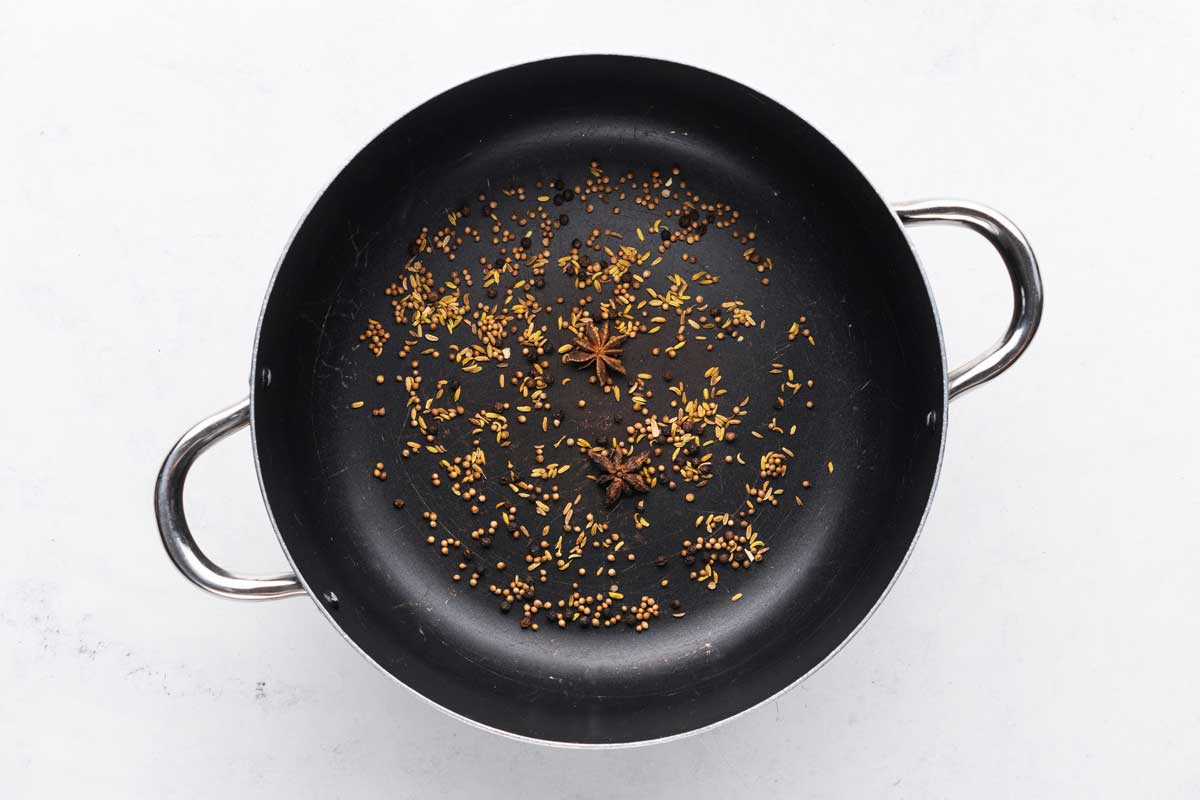 Toasting aromatics for pho broth