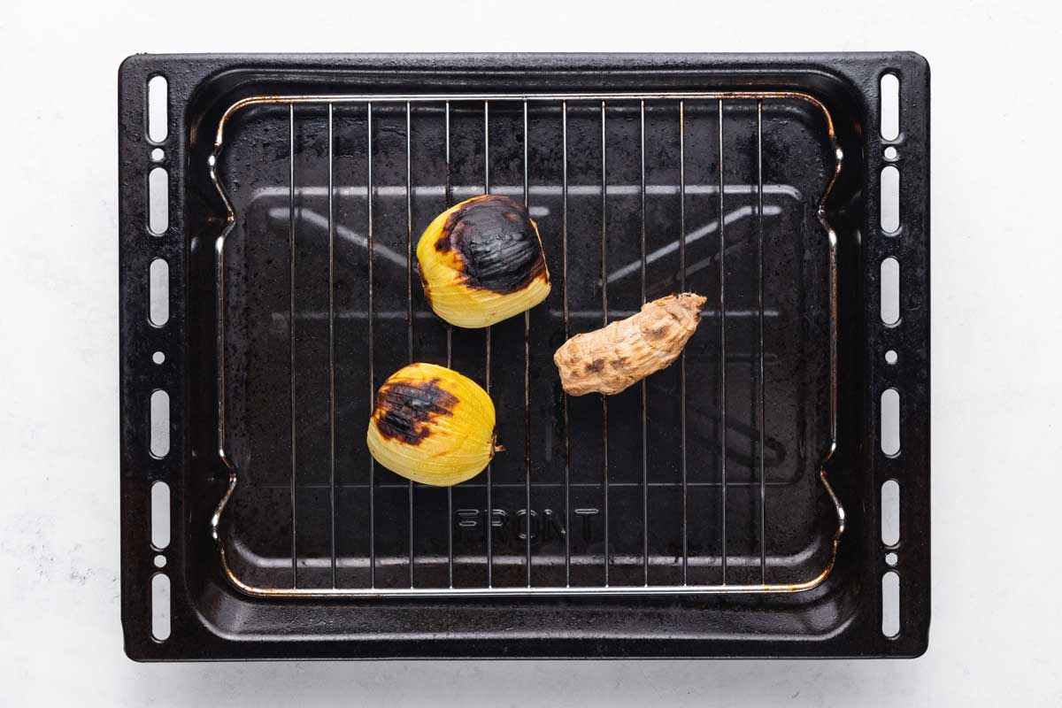 Charring veggies for pho broth